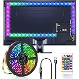 LEDテープライト RGB テレビバックライト 2M ストリップライト SMD 5050 DIY 切断可能 調光調色 間接照明 USB式 リモコン付き ロープライト 両面テープ 正面発光 イルミネーション TV背景 ムードライト 屋内装飾 ゲーム室 