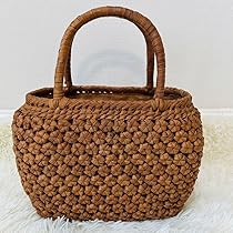 ○新品同様○山葡萄かごバッグ あけびかご籠 六角花結び編み カゴヤ 