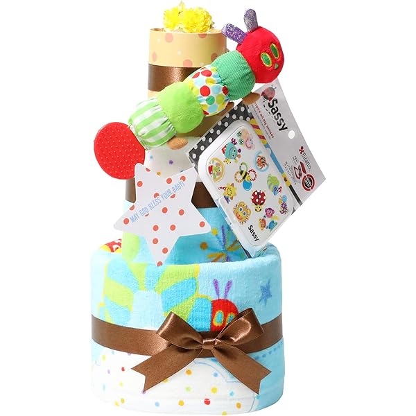 Amazon.co.jp: はらぺこあおむし おむつケーキ 出産祝い 名入れ