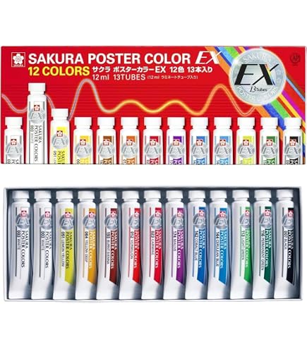 Amazon | ニッカー 水彩絵具 ポスターカラー 24色セット 40ml(中ビン