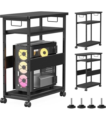 Amazon | pcラック 昇降式 幅35×奥行60×高さ67～95cm キャスター付き
