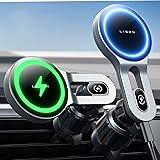 【15Wワイヤレス急速充電&史上最強の磁力】 magsafe 車載 LISEN スマホホルダー 車，ワイヤレス充電, メタルフック スマホスタンド，マグセーフ，【取り付けが簡単】 携帯ホルダー适用于iPhone 15 Pro Max Plus 14/