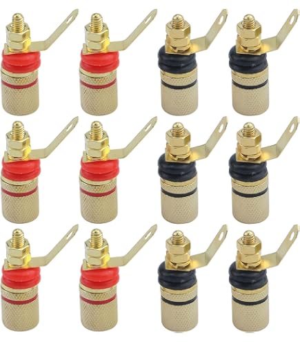 Connecteurs Bornes JS-910B - Lot De 20 (10 Rouges + 10 Noires) - Pour Câbles Audio, Haut-parleurs, 4 Mm - 7