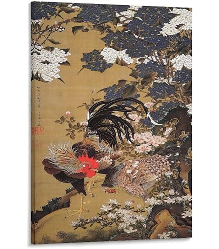 Amazon.co.jp: 伊藤若冲 『日出鳳凰図』 復刻版掛軸 : ホーム＆キッチン