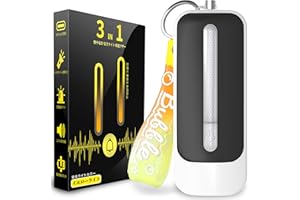 ringplus 光る防犯ブザー 【懐中電灯 安全ライト付き】充電式 電池残量お知らせ 130dB 大音量 400ルーメン高輝度 防犯アラーム 小学生 男の子 女の子 子供 女性 護身用 光る防犯ベル 600mah大容量30日持ち (ブラック- イエ