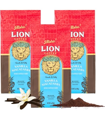 Amazon.co.jp: ライオンコーヒー バニラマカダミア 198g×3個(粉