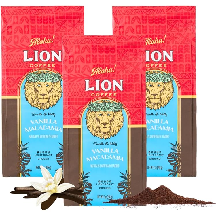 Amazon.co.jp: ライオンコーヒー バニラマカダミア 198g×3個(粉