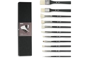 ARTIFY 油絵用ペイントブラシセット - 11本セット | 油絵用のプロフェッショナルアーティストブラシセット | 天然の豚毛ブラシと追加のナイロンブラシが付属、油絵、アクリル、ガッシュに最適