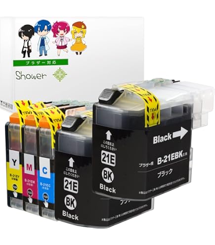 Amazon.co.jp: ブラザー LC21E プリンターインク 4色セット+黒1本