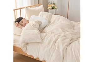 fuwawa 掛け布団カバー シングル 冬 羽毛布団カバー 毛布カバー フランネル 暖かい 厚手『プラス5℃蓄熱保温』 毛布にもなる掛け布団カバー シングル スナップボタン8箇所&ダブルファスナー 【CICA保湿加工・防ダニ99.9%・エッコテックス認定】静電気防止 抗菌防臭 洗える 速乾 全開ファスナー おしゃれ 防寒対策 (シングル・150×210cm アイボリー)