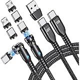 100W PD対応 マグネット 充電ケーブル 9ピン USBケーブル【1.8m+1.8M】 540°回転 1本6役 USB-A変換アダプタ付き 超急速充電 高速データ転送 片手操作 タイプc マイクロb Type-C/Micro/Android等対応
