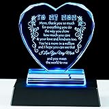 YWHL Mom Birthday Gifts from Daughter Son, Great Mother Gifts for Mother's Day, Thank You Mom Gifts, Glass Keepsake Presents 