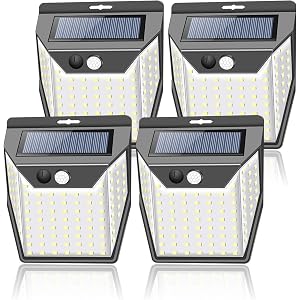 センサーライト ソーラーライト 屋外 99LED 4個セット 2021年新版 人感センサーライト 3面発光 3つ知能モー…