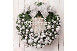 クリスマスリース 北欧風 果実物語 来年順調語り オーナメント付 玄関リース ドアチャーム 装飾 デコレーション X’mas 飾り 輪 緑 贈り物 造花 リボン付 ボール 飾り Merry Christmas文字付 メリークリスマス 店舗 撮影 道具