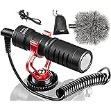 Movo VXR10 Universal Video Microphone with Shock Mount, Deadcat Windscreen, Case for iPhone, Android Smartphones, Canon EOS, 