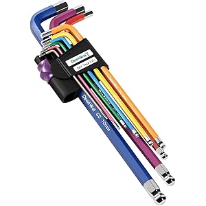 DeeAWai ボールポイント 六角レンチセット 9本組 ボールヘッドロングアーム六角棒レンチセット 1.5mm-10m…