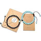 KINGSIN Couples Mutual Attraction Bracelets Matte Agate Bracelet Vows of Eternal Love Charms Adjustable Jewelry Gifts Set for