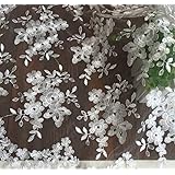 IRIZ 120*90cm 咲く花オートクチュールファブリック刺繍レース花生地白