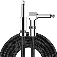 ギターシールド ギターケーブル 長さ1.8m S-L型プラグ ベース シールド 高耐久ナイロン 断線しにくい 楽器用ケーブル ベース/キーボード/アンプ/ドラム対応 (1.8M-S-L)