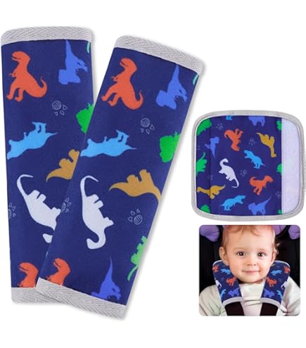 Innokids Car Seat Strap Cover Set for Baby Kids Seat Belt Covers with Crotch Pad Back Anti-Slip Design for Car Seats Pushchair Stroller (Medium (5.9L), Black Grey