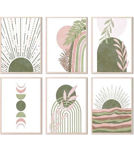 ピンク　ベージュ　グリーン　ゴールド　絵画　アート Amazon.co.jp: ピンクグリーン ゴールド ウォールアート ピンク