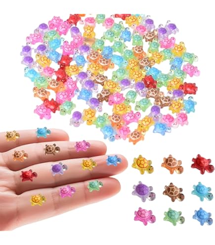 50PCS Glow In The Dark Mini Resin Turtles - Tiny Luminous Turtles For Cake Decor, Garden DIY & Ocean Theme Party
