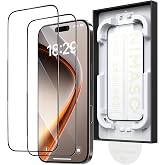 「バリ楽Box」NIMASO ガラスフィルム iPhone 16 Pro用 強化ガラス 保護フィルム 全面保護 黒縁あり 指紋防止 貼付け簡単 | 自動除塵セット付き 自動吸着 ガイド枠付き いPhone16 pro（6.3インチ）2枚セット 対応 