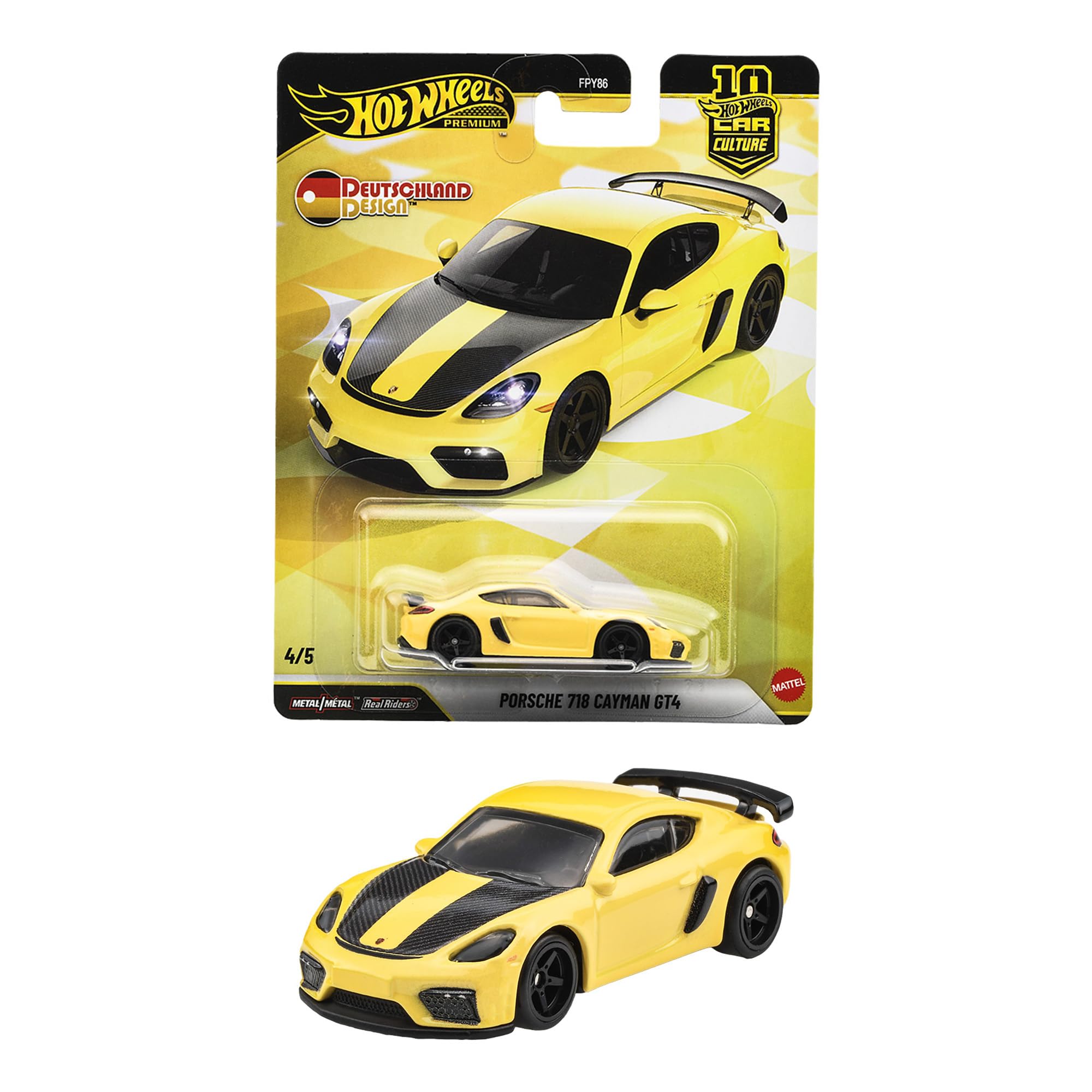 ホットウィール(Hot Wheels) カーカルチャー ドイチュラント デザイン ポルシェ 718 ケイマン GT4 ミニカー 3歳から JKF42 | 1:64スケール Deutschland Design・Porsche 718 Cayman