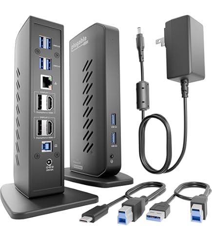 Amazon | Plugable USB 3.0 デュアル 4K ディスプレイ水平ドッキング
