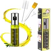 HIMNZUC Olive Oil Sprayer 100ml Glass Oil Spray Bottle with 304 Stainless Steel Scale and Funnel Lightproof Oil Atomiser for