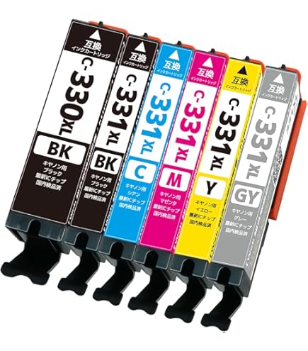 Amazon.co.jp: BCI-331 (BK/C/M/Y/GY) ＋ BCI-330 BK (ブラック) 【6色