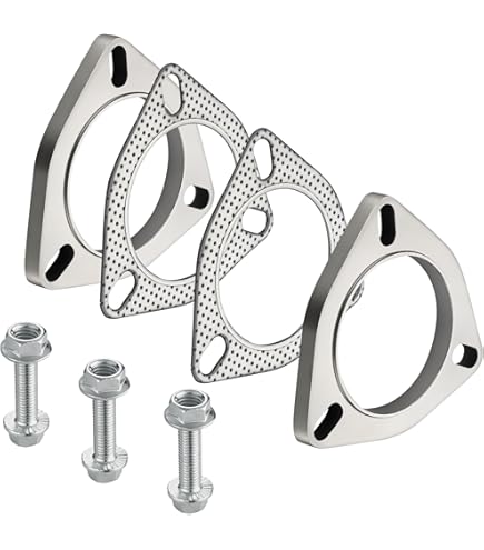 SHINTONES 3 Inch 3 Bolt Stainless Steel Exhaust Flanges & Gaskets Connection Kit With Bolts And Nuts (3"/77mm