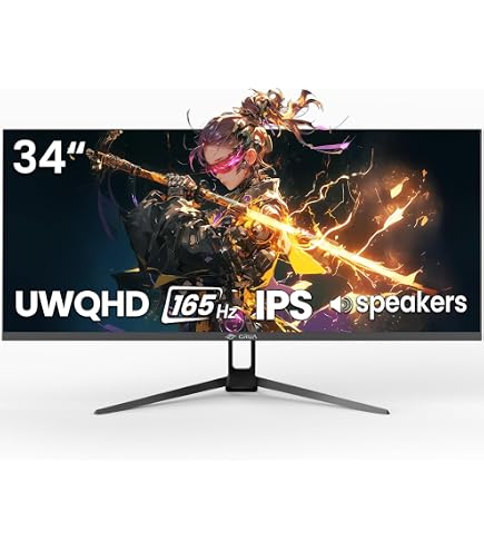 Amazon.co.jp: CRUA 34インチ 湾曲型ゲーミングモニター IPS WQHD