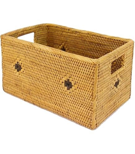 アタ製 バスケット アジアン雑貨 アタ製大きなフタ付きボックス型