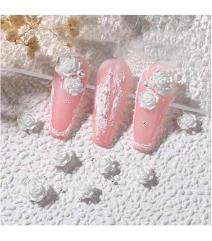 Amazon | ネイルパーツ 花 200個セット 立体 白い花 パール風 バラ