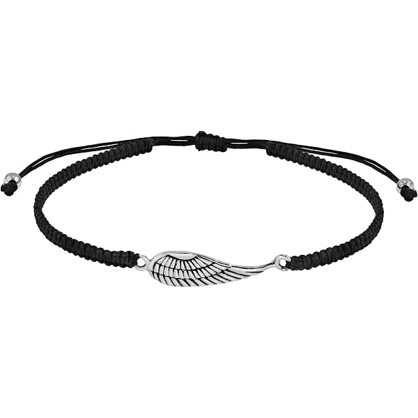 OHAYOO Angel Wings Bracelet - Sterling Silver Adjustable Bangle With Celtic Knot Design, Black Gold Plated
