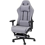 Wisteriaゲーミングチェア ファブリック オットマン付 グレー オフィスチェア