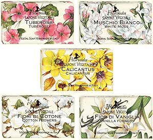 Amazon 5種類セット フロリンダ フレグランスソープ 花の香り 95g 5種セット チュベローズ ホワイトモス カリカントス コットンフラワー バニラフラワー フロリンダ 固形せっけん 通販