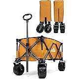 DABADA（ダバダ） アウトドアワゴン キャリーカート 耐荷重150kg 容量95L 折りたたみ 軽量 大型タイヤ 4輪 (マスタード)