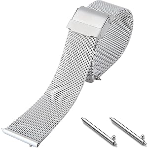 Best Master 腕時計 ベルト ミラネーゼ メッシュ ブレス ステンレス スライド式 バネ棒加工 ワンタッチで装…