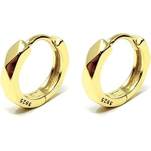 [Puente] シルバー925 刻印あり 18k 金属アレルギー対応 8mm 18G 両耳 フープピアス 平面カット ミラーカット ピアス リング リングピアス フープ レディース メンズ 小ぶり 小さめ 小さい シンプル ゴールド 金 金色 silver925