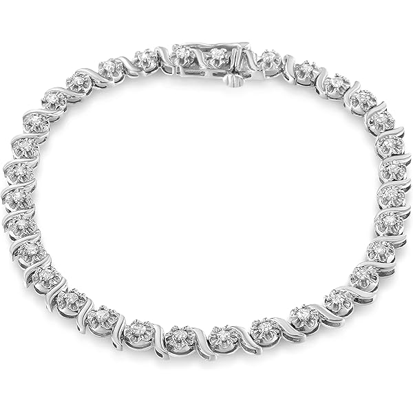 Amazon | スターリングシルバーダイヤモンドリンクブレスレット( 1.33