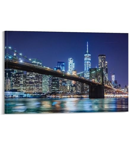 Amazon.co.jp: ブルックリン橋 夜景 風景 アート月 夜 ニューヨーク