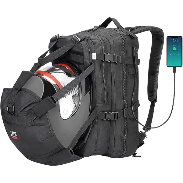 KEMIMOTO Motorcycle Helmet Backpack, 20L Bag With Hidden Net, Large Capacity Holder Automotive
