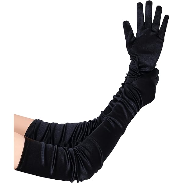 Lystaii Lange Satin-Handschuhe, 40 Cm – Dehnbar, Ellenbogenlänge, Für Gatsby-Party, Hochzeit, Vintage