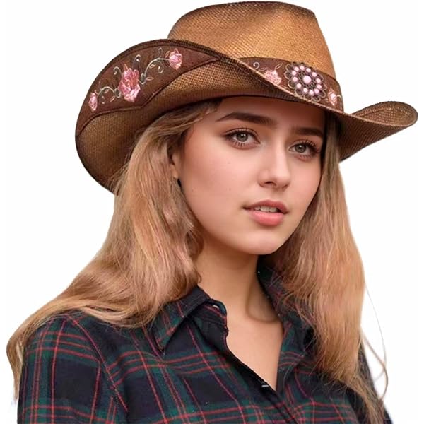 Brown Cowboy Hat Cowgirl Hat For Men Women Straw Sun Hats