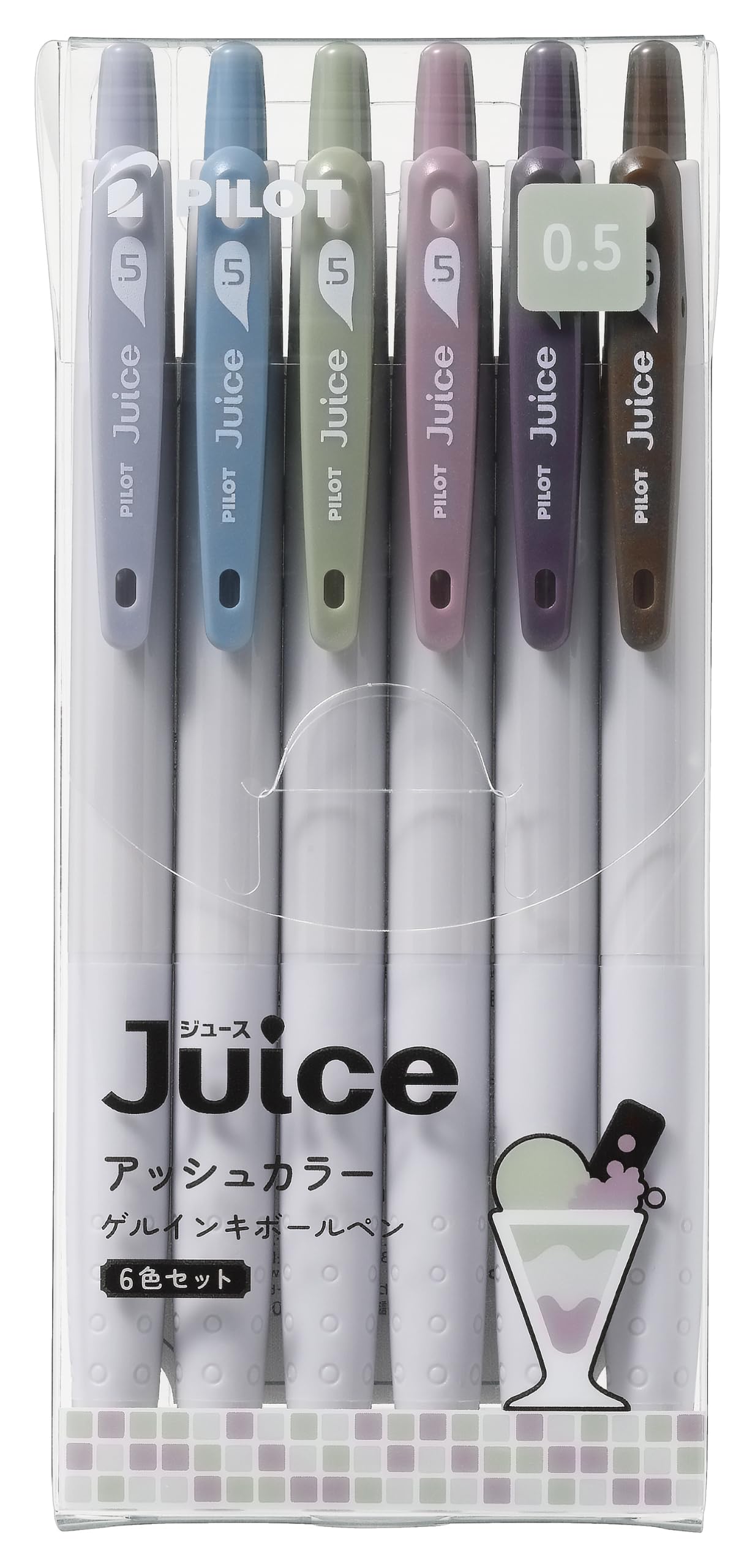 PILOT ゲルインクボールペン ジュース アッシュカラー 0.5mm 6色セット LJU156CAS