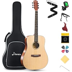 Donner DAG-1 アコースティックギター 右利き スプルース&マホガニー製 初心者セット (ソフトケース&チュー…