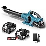 ブロワー 強力 ブロアー 充電式 残量表示 PSE認定 コードレス ブロワ 70m/s大風速 120000RPM 600g超強推力 4000mAh大容量バッテリ一2個搭載 マキタ18V バッテリー対応可能 エアブロワー 小型 軽量 庭掃除 落ち葉掃除 除雪作業 充電器付き 日本語取扱説明書付き（ブルー）