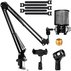 Goreson マイクスタンド マイクアーム 卓上マイクスタンド コンデンサーマイク用 ポップガード、ショックマウント…